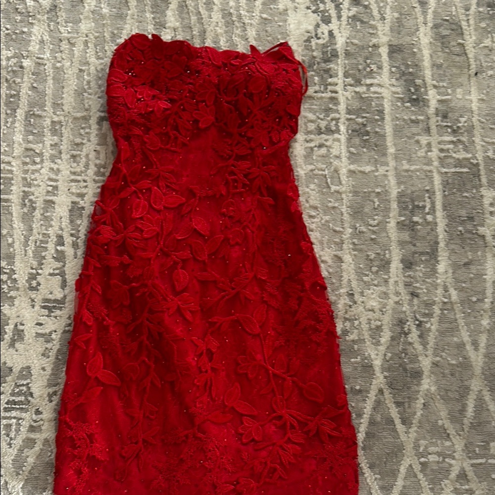 XO Formal Red Lace Mini Dress